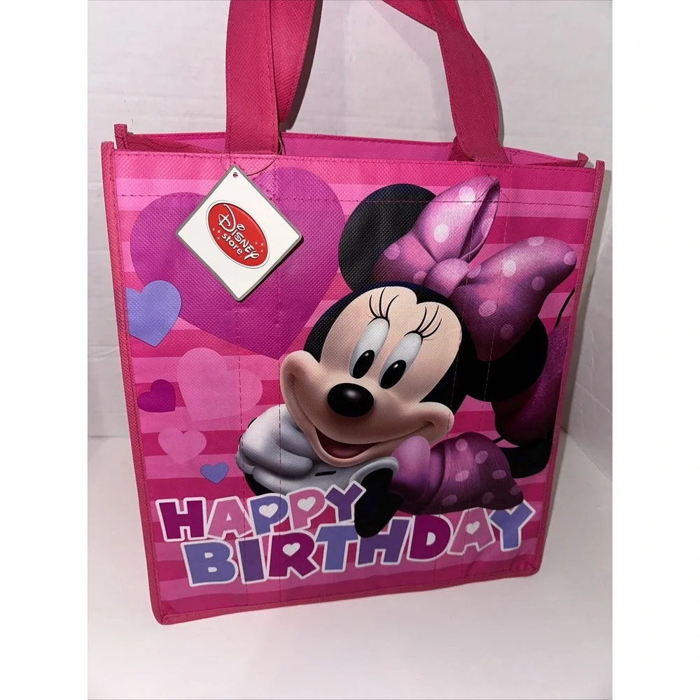 Disney Store Minnie Mouse Happy Birthday Reusable Tote Bag Pink Small Gift Bag